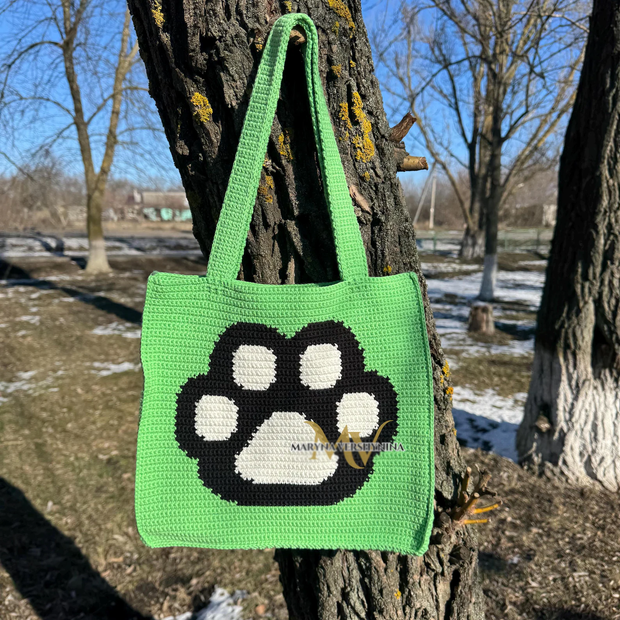 Black Cat on Green Bag Crochet Pattern